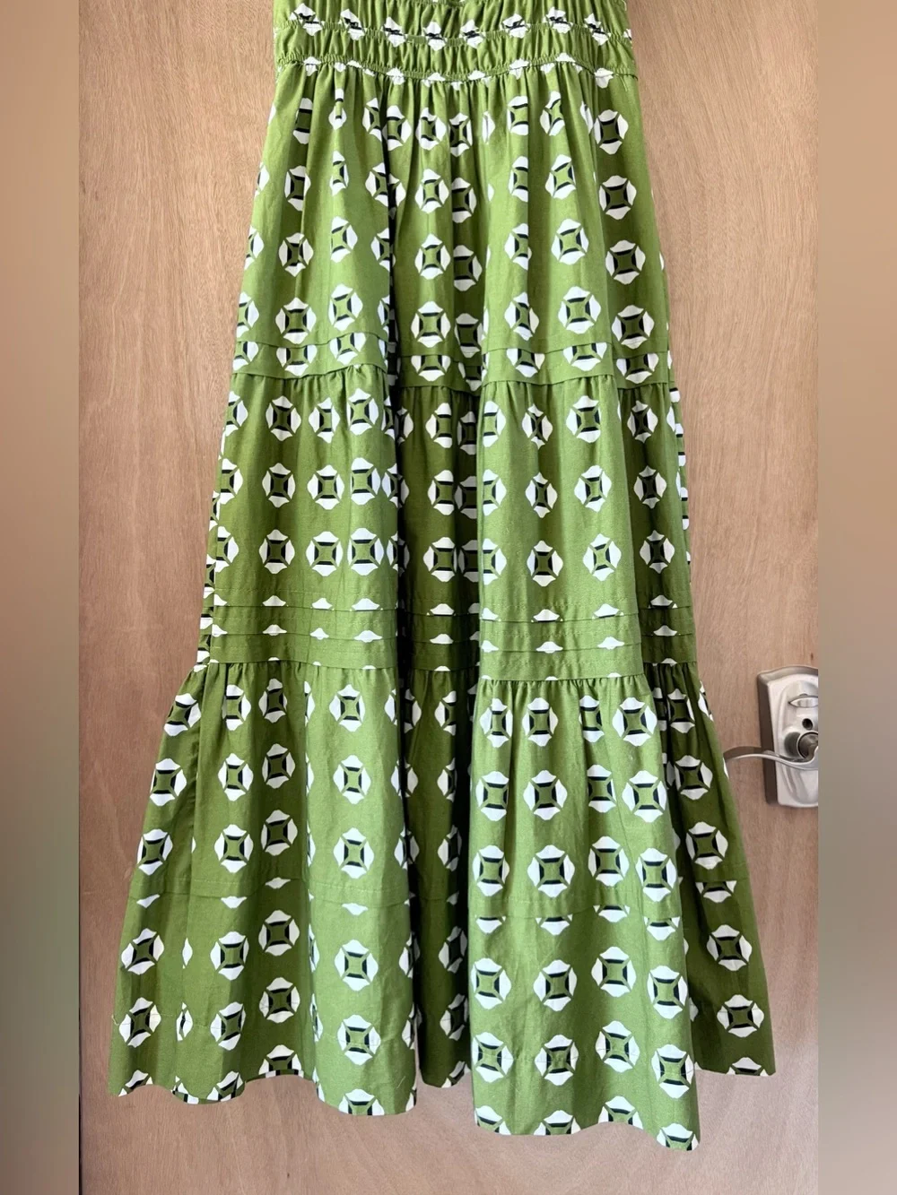Anthropologie Somerset Maxi Dress Tiered Cotton Moss White Black Women’s XXS
